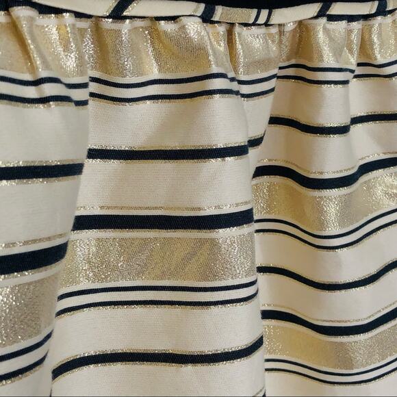 J. Crew Dress Black Metallic Gold Stripe Skirt Nwt Fit Flare - Picture 7 of 8
